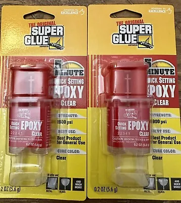 2pk Super Glue 5 Minute Quick Set Epoxy Clear 0.2 Oz Tube Perfect Bonding Epoxie • $9.88