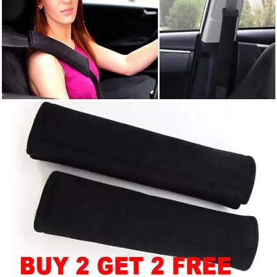 Black Safety Car Seat Belt Pad Strap Cover Cushion Strap Shoulder Short Plush. • £2.98