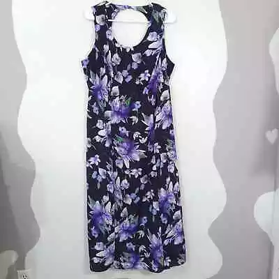 Vintage Expressions Dress Womens Large Size Purple Floral Midi Sleeveless 90s  • $13.80