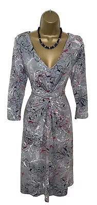 £6.99 • Buy NEW STUNNING DRESS By JOHN ROCHA UK 12-14 GREY FLORAL STRETCHY VISCOSE RRP £45