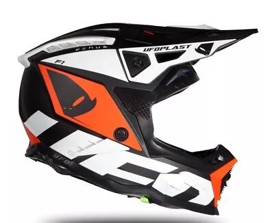 Adult Motocross MX Helmet - Black Orange White - UFO PLAST - ALL Adult Sizes • $252.58