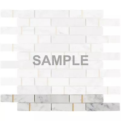 Carrara White Marble Stone Gold Metal Inlay Interlocking Kitchen Tile Backsplash • $3.99