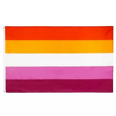 THREE 3 X Lesbian Flag Banner 5 X 3 LGBT Gay Pride Rainbow 5 Stripe • £9.97