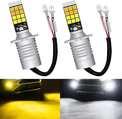 2x H3 LED Fog Light Bulbs 6000K Xenon White+3000K Golden Yellow Switchback Bulbs • $16.99