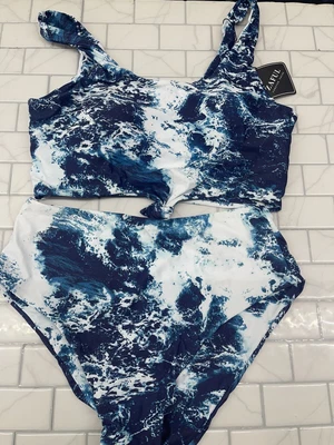 $14.99 • Buy ZAFUL 2 Piece Blue Womens Swimsuit Large L 8