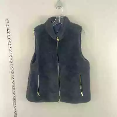 J Crew Black Faux Fur Zip Up Casual Vest Men Size XL • $35