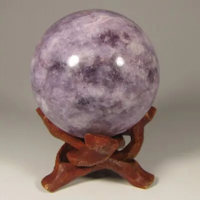 50mm LEPIDOLITE Lithium Mica Crystal Sphere Ball W/ Stand - India • $1.58