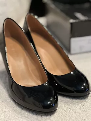 J. Crew Sylvia Wedge Patent Leather Black Shoes Womens Size 5.5 New In Box • $54.99