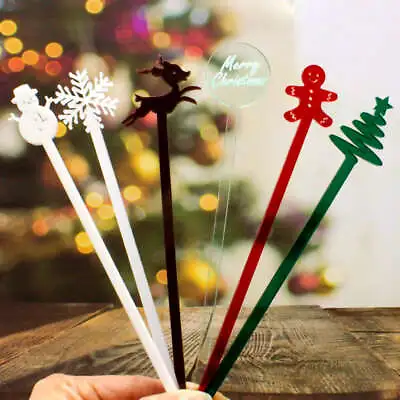 Christmas Cocktail Drink Stirrers Drink Sticks Mixers Swizzle Sticks Pack Of 6 • £9.29