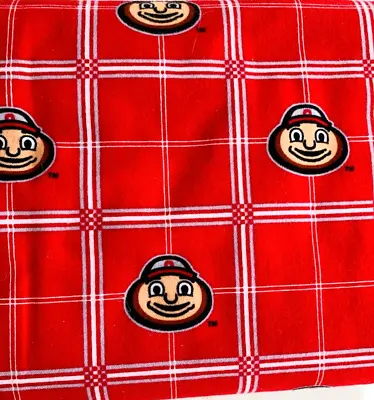 Ohio State Buckeyes Fabric Brutus Red Cotton Plaid Flannel NCAA ~ By The Yard • $10.99