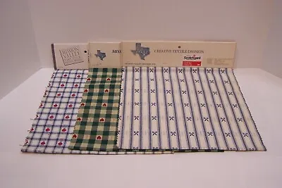  Vtg Lot Of 3 Mission Valley Cotton Fabric Panels 12 X50+  Ticking Design Carded • $15.99