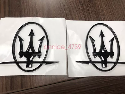 2pcs For Maserati Glossy Black Emblem Badge Decal GHIBLI GRANTURISMO QUATTROPOR • $22.99