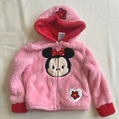 Disney Tsum Tsum Girls Toddler Jacket Fleece Mickey Mouse Hoodie Zip Faux Fur 4T • $19.99