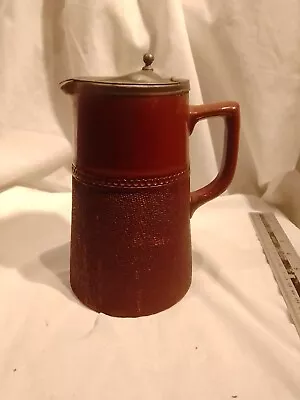 £14.99 • Buy Antique ,Lovatt's Langley Ware Water Jug With Pewter Lid, Leadless Glaze.
