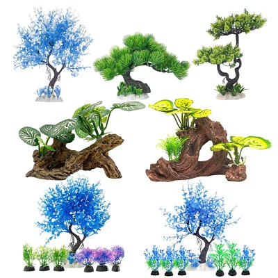 $11.85 • Buy Artificial Fish Tank Plants Grass Aquarium Flower Fake Plastic Ornament Decor