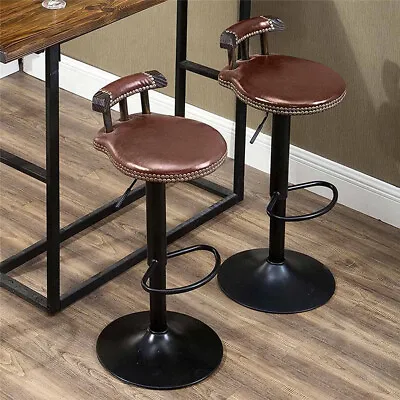 2X Tall Bar Stools 60-80cm High Leg Upholstered Seat Dining Chair W/ Metal Frame • £87.92
