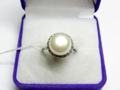 Unusual Russian Sterling Silver 925 Ring Pearl  Women's Jewelry Size 6.5 • £66.59