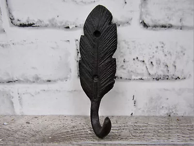 Single Rustic Vintage Style Brown Feather School Coat Hook Cast Iron Wall Mount • $12.95