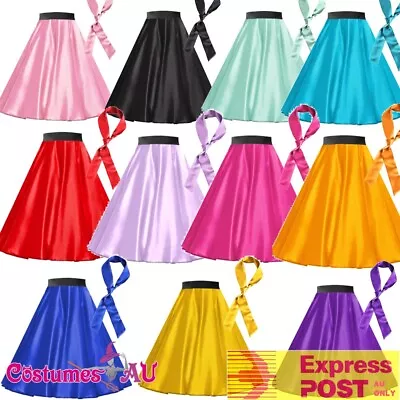 $19.99 • Buy Ladies Satin Rock N Roll Skirt 1950s Costume 50s Retro 50's Fancy Dress Grease
