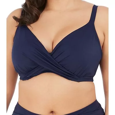 Elomi Magnetic Plunge Bikini Swim Swimsuit Top ES7193MIH Midnight Navy Blue 34M • $29.99