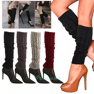 Women Leg Warmers Crochet Knit Ribbed Knee High Solid Winter Boot Wool Sock Long • $10.09