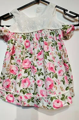 £6.50 • Buy New Bonnie Jean Floral Embellished Dress 1-2 Years White Pink Green  46cm