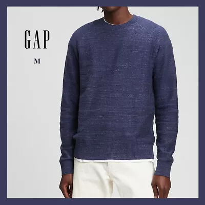 NWT - GAP Men's Slub Crewneck Sweater New Classic Navy Size Medium - $59 • $30