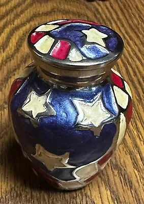👀 American Flag Enamel Funeral Cremation Urn For Ashes 3  Tall 👀 • $29.99