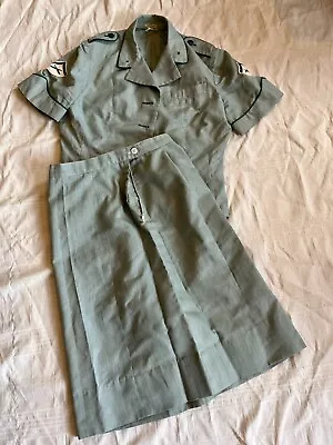 WWII U.S.M.C. Woman’s Marine Corps Green & White Cotton Seersucker Uniform • $99.99