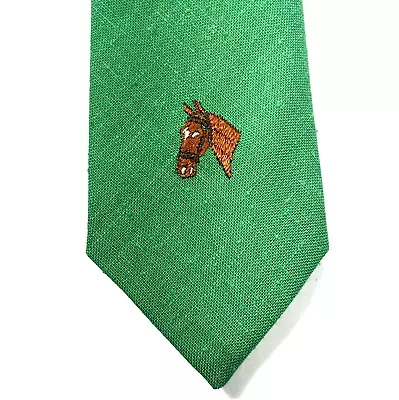 Michael Reed Tie Linen Horse Knit Designer Collection Green St Patricks Cowboy • $46.99