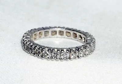 Vintage Platinum Full Eternity Wedding Band Ring Sz.5.25 W. 24x Diamonds (---) • $929
