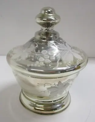 Vintage Hand Painted Mercury Glass Covered Bowl Dish Czechoslovakia • $34.99