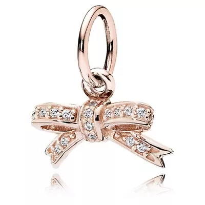 New 100%Genuine Authentic Pandora Rose Gold Sparkling Bow Pendant Charm 380357CZ • £49.99