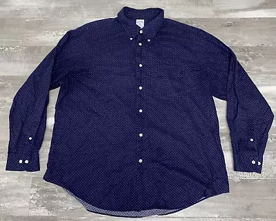 Brooks Brothers Regent 1818 Shirt Mens XXL Check Blue Long Sleeve Star Polka Dot • $31.49