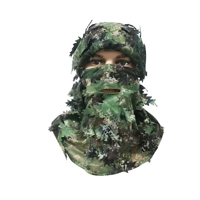 3D Leaf Camouflage Camo Suit Camo Face Cover Mask Hunting Shooting Paintball • £10.39