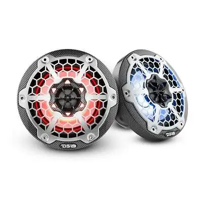 DS18 HYDRO 8  2-Way Marine Speakers RGB LED Lights 375 Watts Black Carbon Fiber • $179.96