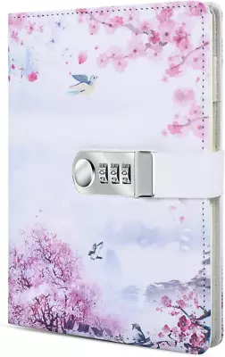 A5 Creative Password Journal With Lock PU Leather Diary With Combination Lock P • $30.79