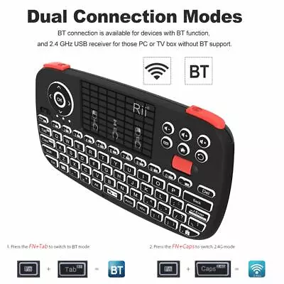 Rii I4 Mini Bluetooth Keyboard 2.4GHz Dual Modes Remote Control For PC TV BOX   • $20.99