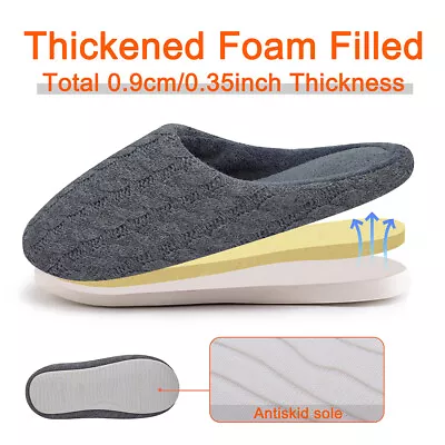 Mens Soft Fuzzy Lined Scuff Slippers Bedroom Memory Foam Slip On Mule House Shoe • $8.49