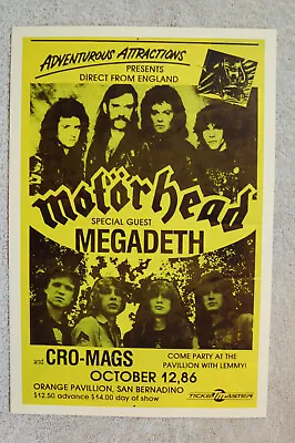 $4 • Buy Motorhead Concert Tour Poster 1986 San Bernadino --