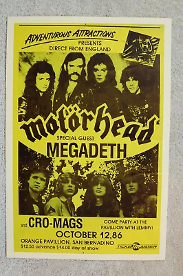 Motorhead Concert Tour Poster 1986 San Bernadino -- • $4.25