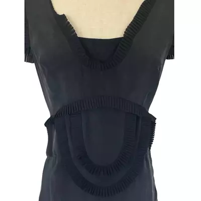 Megan Park Silk Dress Australia Black Ruffle Pleated Detail • $125