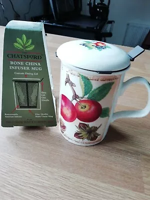 London Teapot Co Chatsford Infuser Mug & Lid Parchment Fruit Rory Kirkham China • £12