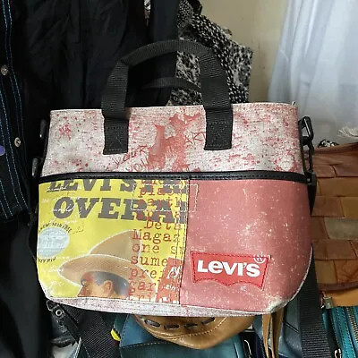 Vintage Women’s Levi’s Tote Bag Red Cowboy Print Shoulder Strap Pvc • £14