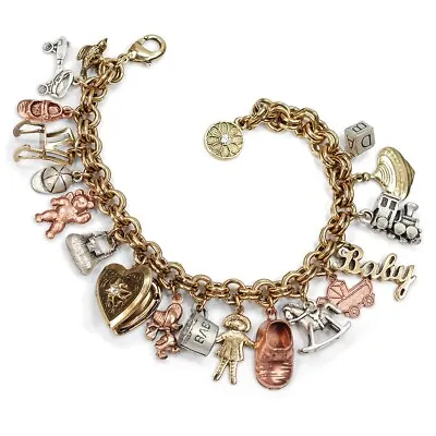 Mother Baby Vintage Charm Bracelet New Mom Grandma Gift By Sweet Romance USA • $57