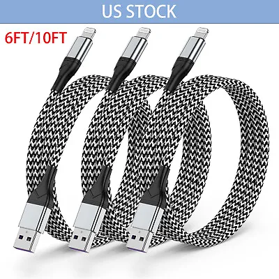 $12.99 • Buy 3 Pack Fast Charger Cable For Apple IPhone 14 13 12 11 Long Charging Cord 6/10FT