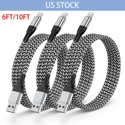 $12.99 • Buy 3 Pack Fast Charger Cable For Apple IPhone 14 13 12 11 Long Charging Cord 6/10FT