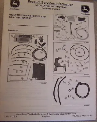 John Deere Installation Instructions Front Mower Cab Heater & Air Conditioner • $5