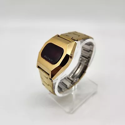 Bulova Computron Men's Red LED Watch 1976 N6 Gold Tone Working Condition Vintage • $199.99