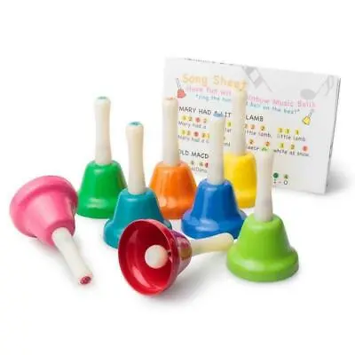 Set Of 8 Rainbow Numbered Music Bells Handbells With Different Notes 07958 • £29.99